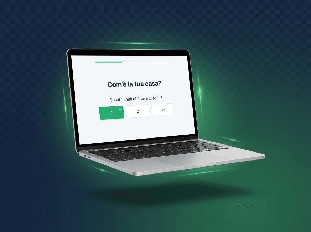 Il configuratore O.E. Solutions su un laptop: Com'è la tua casa?